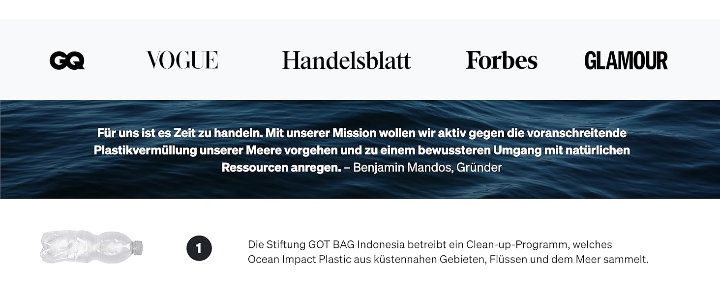 GOT BAG Поясна сумка Hip Bag 2.0 з переробленого пластику Ocean Impact | Водовідштовхуюча поясна сумка | Стильна сумка через плече з регульованим ремінцем, Ocean Blue