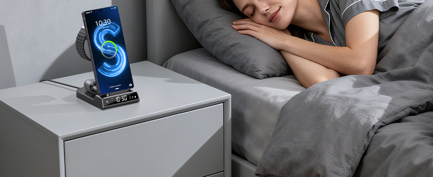 Бездротовий зарядний пристрій 3-в-1 для Samsung Galaxy S25 Ultra, Watch 8/7/Ultra, Buds, чорний