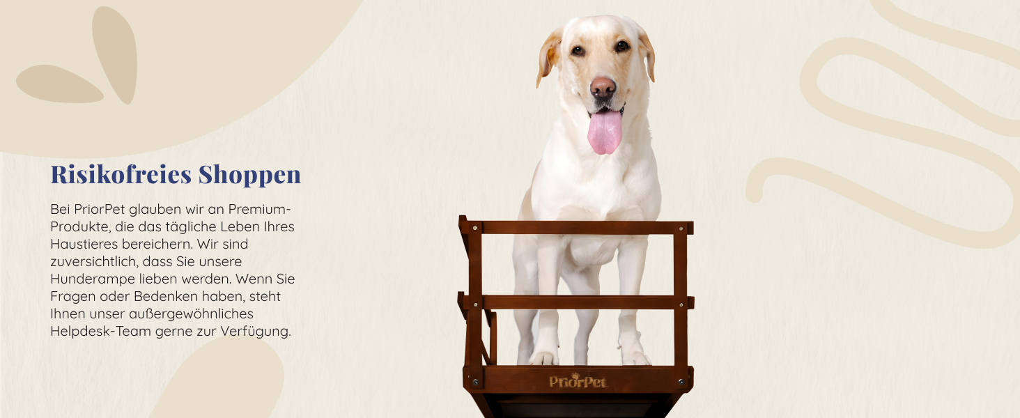 Східці для собак до ліжка з огорожею - для великих собак до 90 кг - регульована висота до 94.5 см - ширина 49.5 см - складаються - антиковзні ручки - з берези - колір натуральний (волоський горіх)