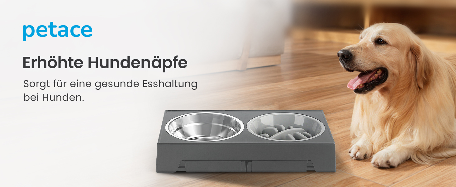 Elevated Dog Bowls Set - Stainless Steel & No-Drip Design - Adjustable Height, 2x 1.2L & 0.8L - Grey