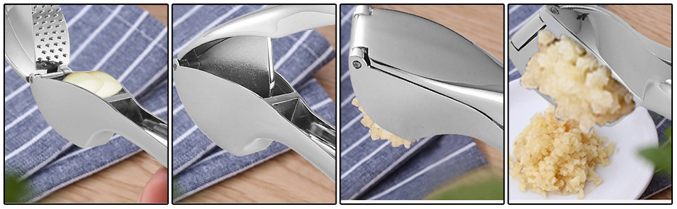 Прес для часнику з нержавіючої сталі, подрібнювач часнику та імбиру, преміум якість, легко миється, для кухні