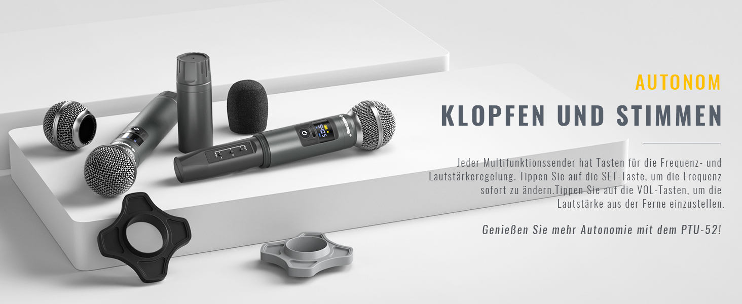 Мікрофон Phenyx Pro PTU-52: Бездротова система з кейсом, 2x30 UHF, 60 метрів