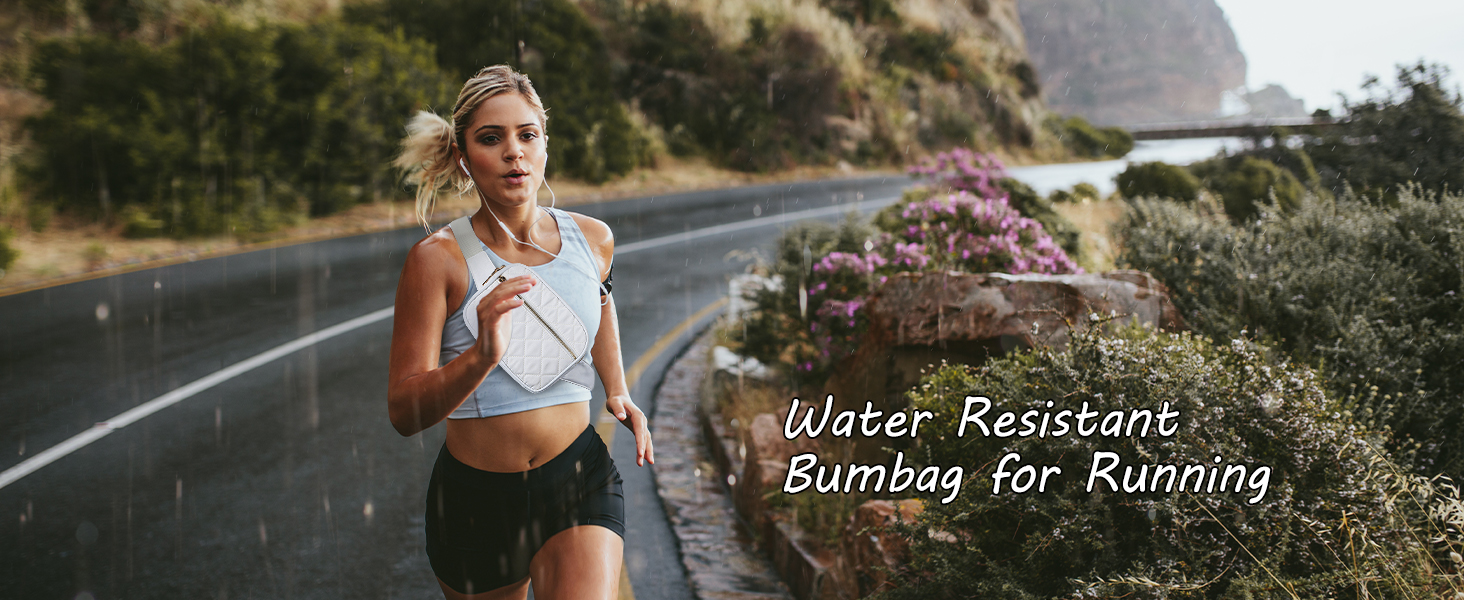 Жіноча бананка Jueachy: водонепроникна сумка через плече з ромбічним візерунком, 4 кишені на блискавці, для активного відпочинку та фестивалів (біла)