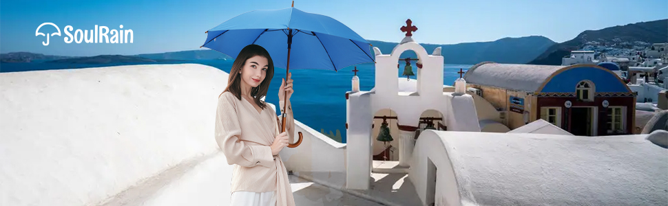 SoulRain Парасолька з класичною дерев'яною ручкою, автоматичне відкриття, вітростійка, прозора, незламна, 121.9 см (Жовта)