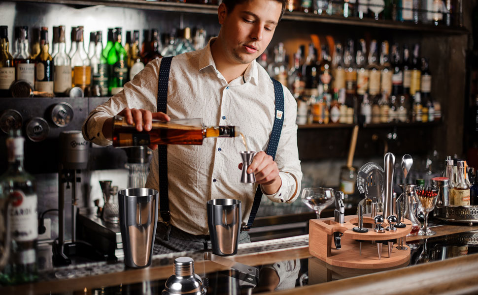 Набір шейкер для коктейлів Esmula 750 мл, 12 предметів, з рецептами, з нержавіючої сталі