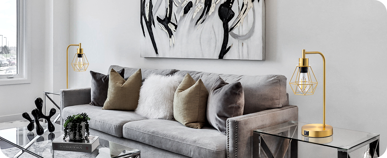 Настільна лампа EDISHINE, 2 шт. у наборі, дерев'яна, з абажуром кольору бежевого льону, цоколь E27, з лампочкою, вінтажний стиль, для спальні, вітальні, подарунок