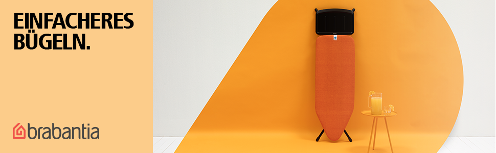 Гладильна дошка Brabantia C XL для парогенератора, велика та складна, регульована по висоті, нековзкі гумові ніжки, бавовняний чохол, захист від дітей та для транспортування, Happy Glow, 124×45 см, підставка для парової станції