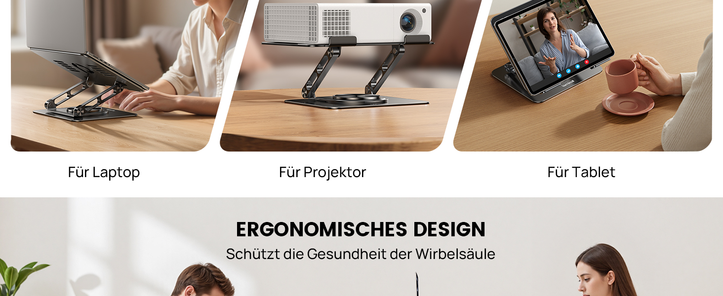 Підставка для ноутбука Lamicall, регульована - 360° обертання, складна, алюмінієва - для столу/офісу, універсальна ергономічна підставка для Macbook Pro Air, 10-17,3' (чорний)