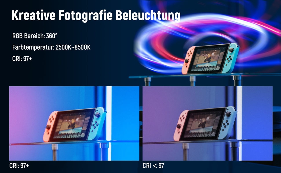 NEEWER LED відеоліхтар з магнітним кріпленням та штативом, RGB, 2500-8500K, 2500mAh, TL96RGB