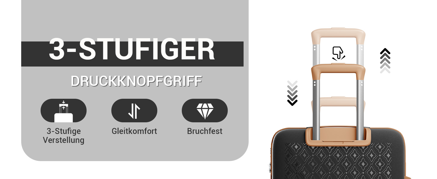 Чорний/коричневий великий валіза-ролкер з розширюваною конструкцією, TSA-замком та тримачем для напоїв (Polypropylen)