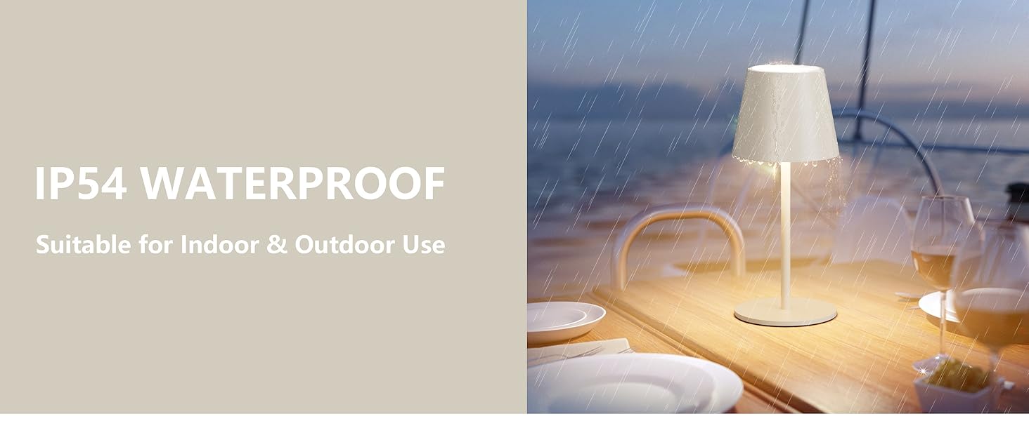 Світлодіодний акумуляторний настільний світильник 26 см, 5000mAh, IP54, 2 шт. (Бежевий) - кемпінговий, для ресторану, спальні, бару