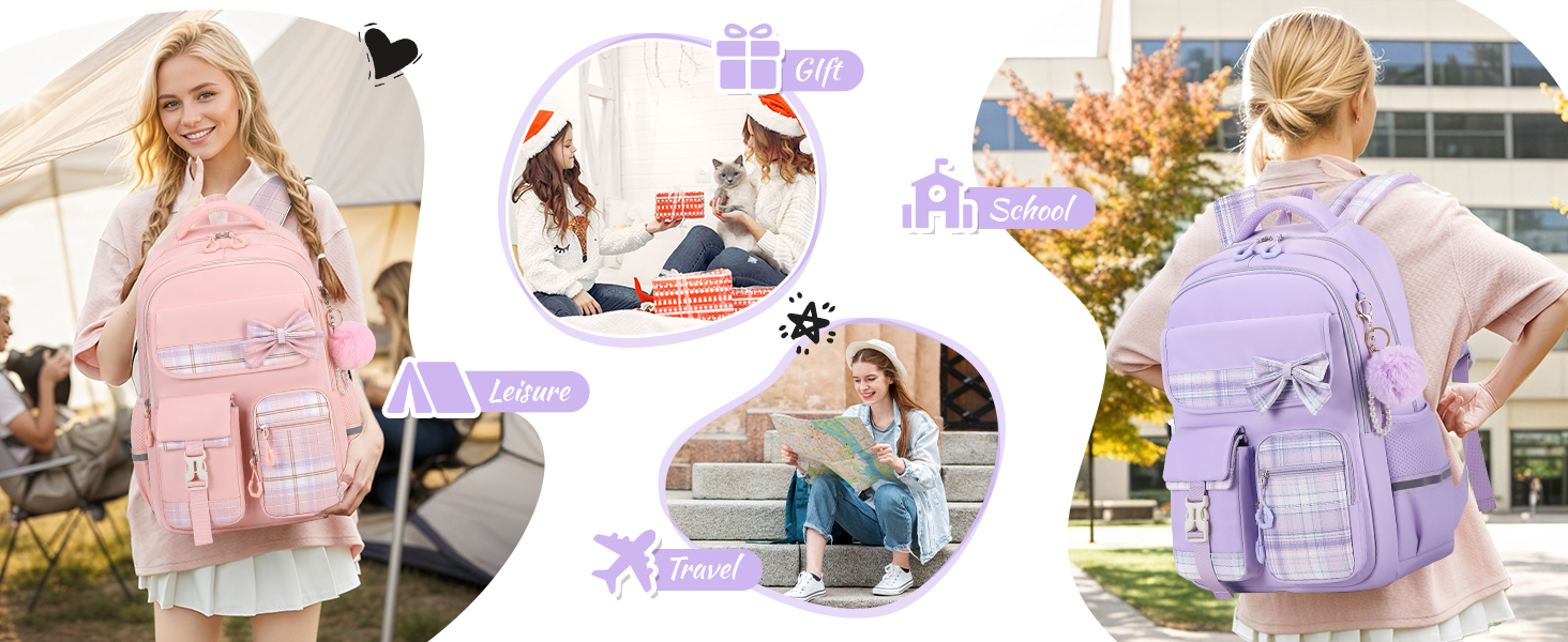 Шкільний рюкзак Tanou для дівчаток, водонепроникний, з візком, 9-16 років, чорний