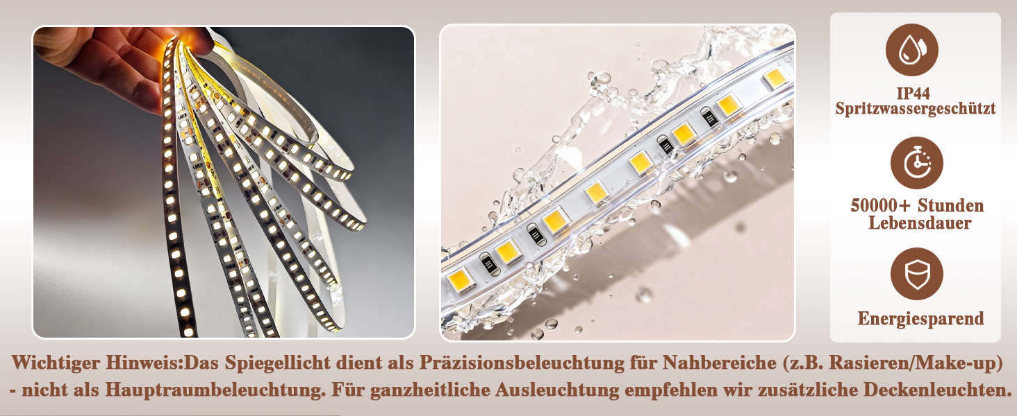 Дзеркало для ванної кімнати з підсвічуванням LED, антизапар, сенсорне управління, регулювання яскравості, 3 кольори світла, овальне, 50x70 см (Bluetooth, антизапар, 100L x 70B см)