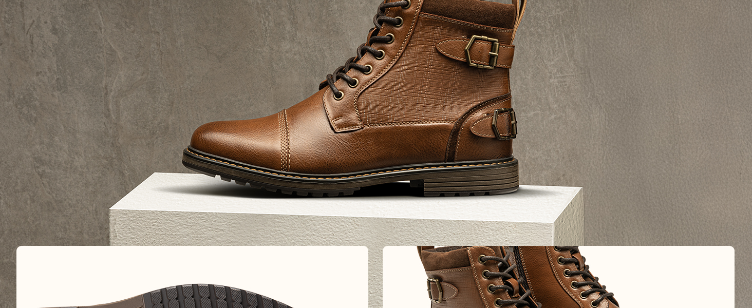 Чорні мотоциклетні черевики Bruno Marc для чоловіків, 44 EU. Шнуровка, блискавка, штучна шкіра, модель Chukka.