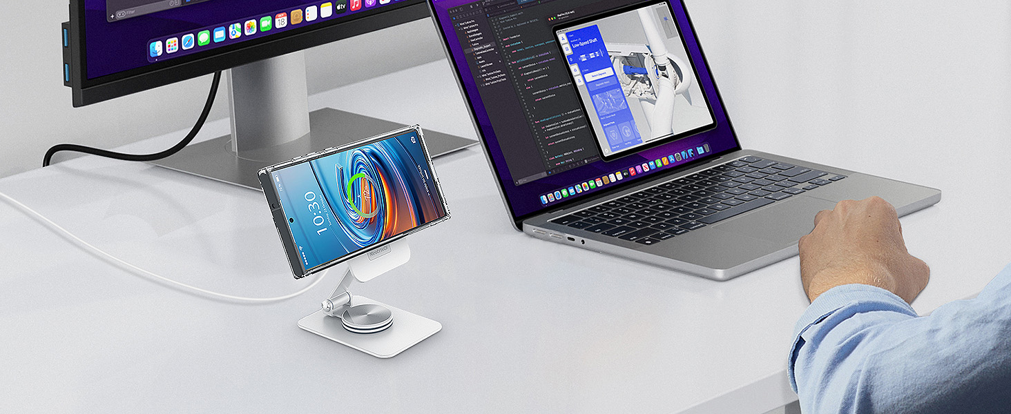 Бездротовий магнітний зарядний пристрій для Samsung Galaxy S25 Ultra/S24, iPhone 16/15/14, Pixel 10/9 Pro/8, Android, білий