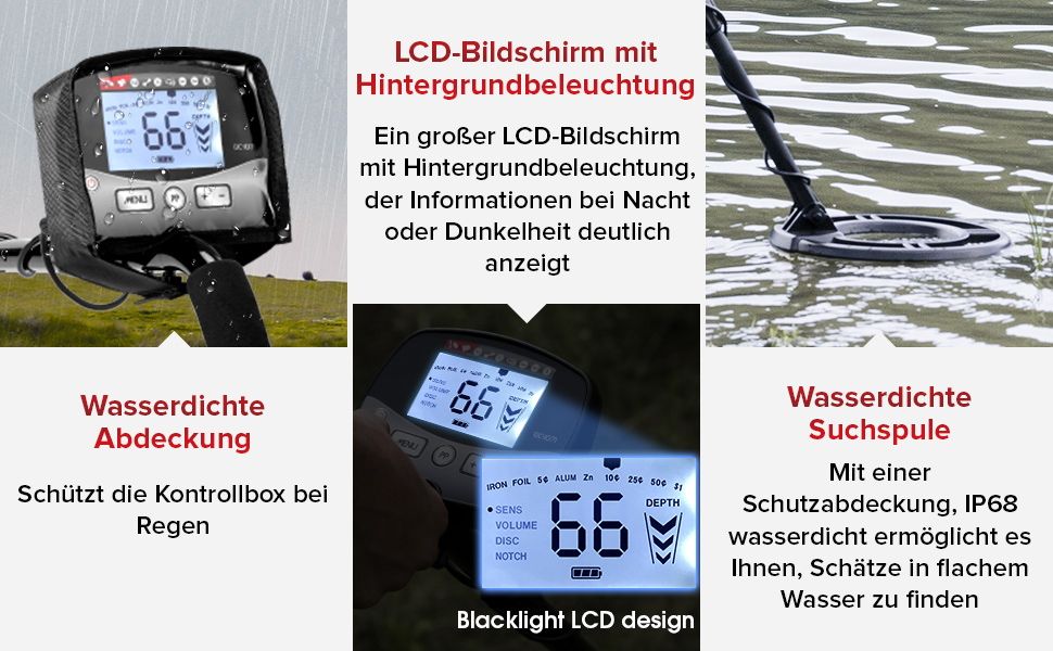 Металошукач професійний 30см, водонепроникна котушка, Pinpoint, DSP-чип, мульти-режим, 12 дюймів