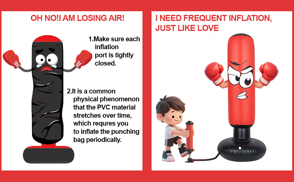 Дитячий боксерський мішок 160 см з рукавичками та насосом, надувний, для занять карате та тхеквондо, червоний