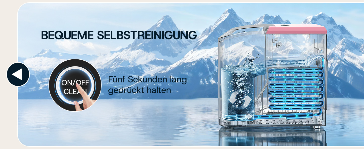 Машина для приготування льоду Upstreman BI12: рожева, автоматична очистка, для дому, кухні, офісу