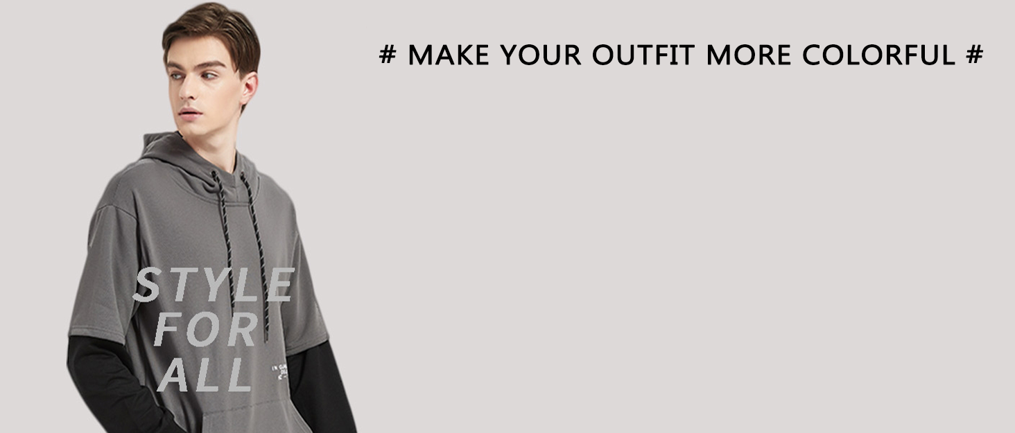 Худі чоловіче GURUNVANI з па́тчворком, чорний, розмір S