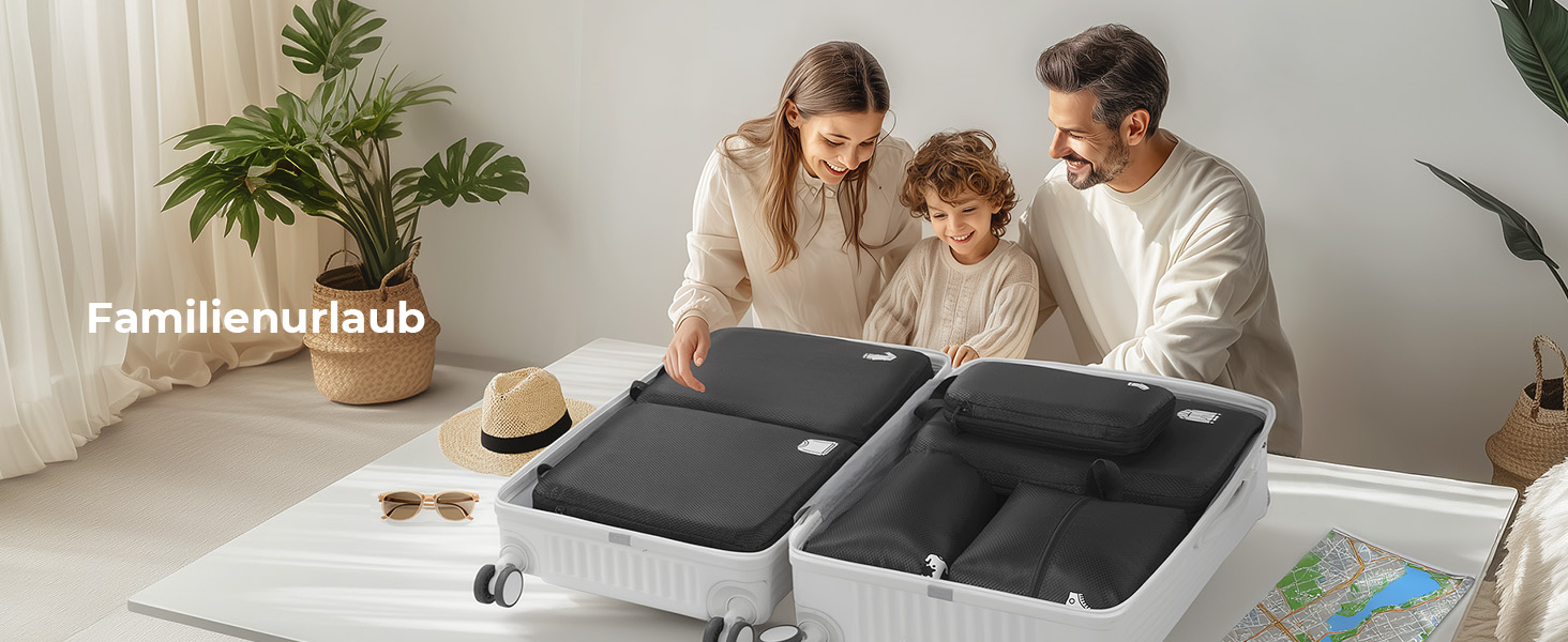 Набір кубиків-органайзерів для валізи (8 шт.) - кубики для подорожей, компресійні мішки, водонепроникні, чорні