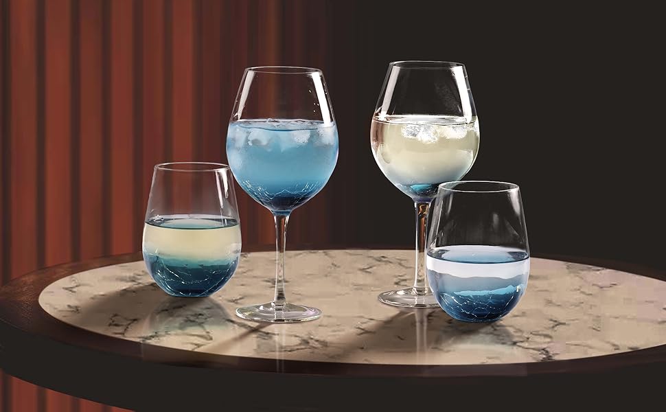 Кришталеві келихи Joeyan Elegante з блакитним ефектом 