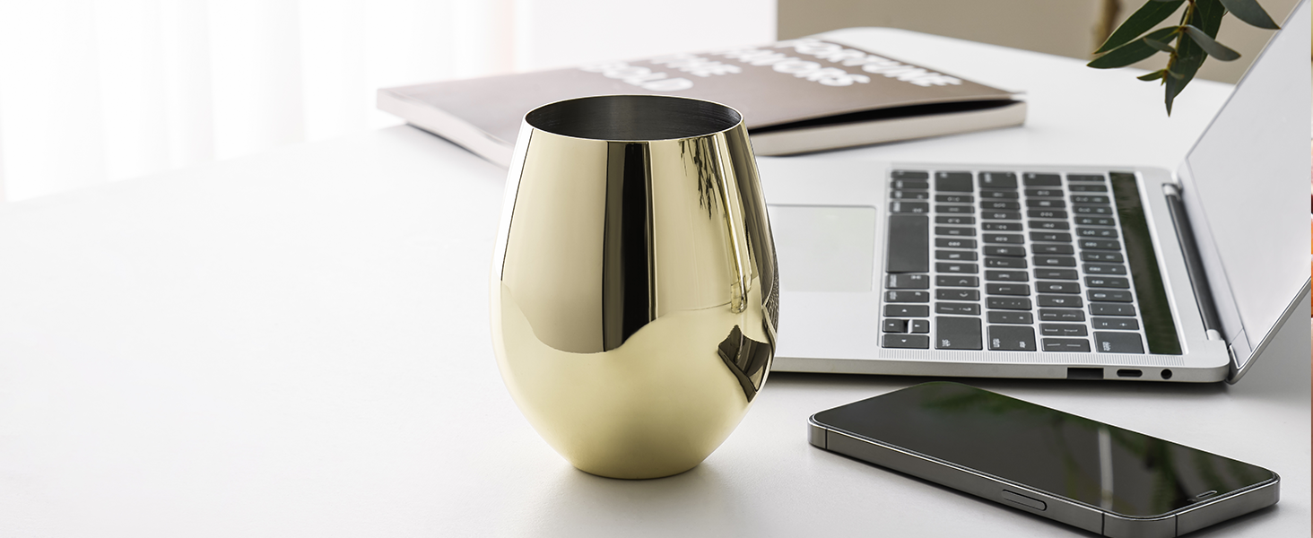 Набір келихів для вина WOTOR Gold, 4 шт, 530 мл, незламні золоті келихи, склянка з нержавіючої сталі, металеві келихи для відпочинку на природі, подорожей, кемпінгу, басейну, ідеальний подарунок для поціновувачів вина