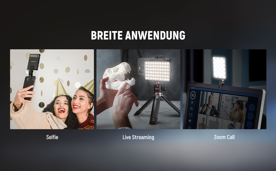 NEEWER BL120B LED світло для селфі та татуювань, сумісне з iPhone, з кліпсою, CPL фільтром, штативом та тримачем для телефону, для фото та відео