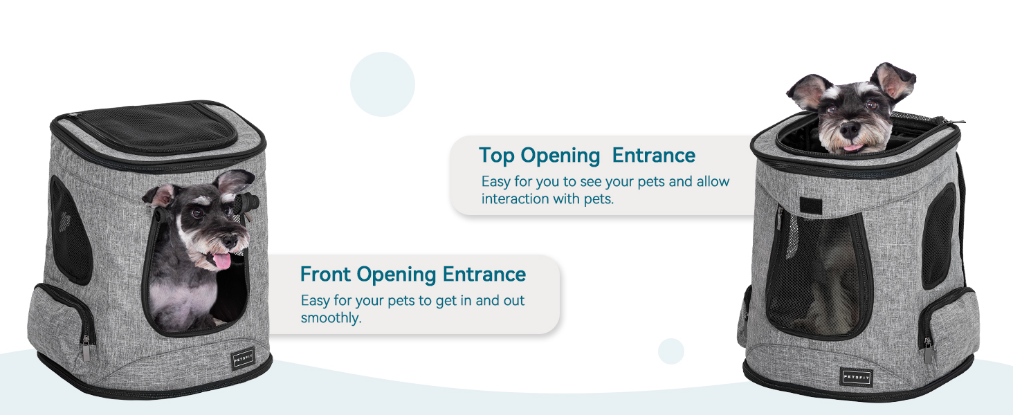 Рюкзак для котів та собак Petsfit - сірий, до 5 кг, з сіткою, для прогулянок