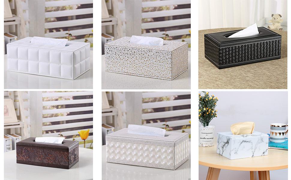 Коробка для серветок прямокутної форми KINGFOM™ для дому, офісу, авто (білий, коричневий)