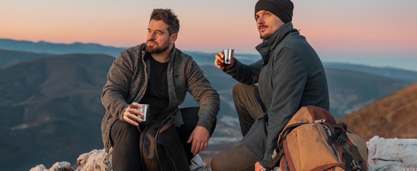 Набір сталевих чашок SELFLA – сталеві шотери з портативною пляшкою, чашки для кемпінгу та подорожей, металеві чашки для туризму, альпінізму та пригод – легкі, міцні та легко миються (чашки)