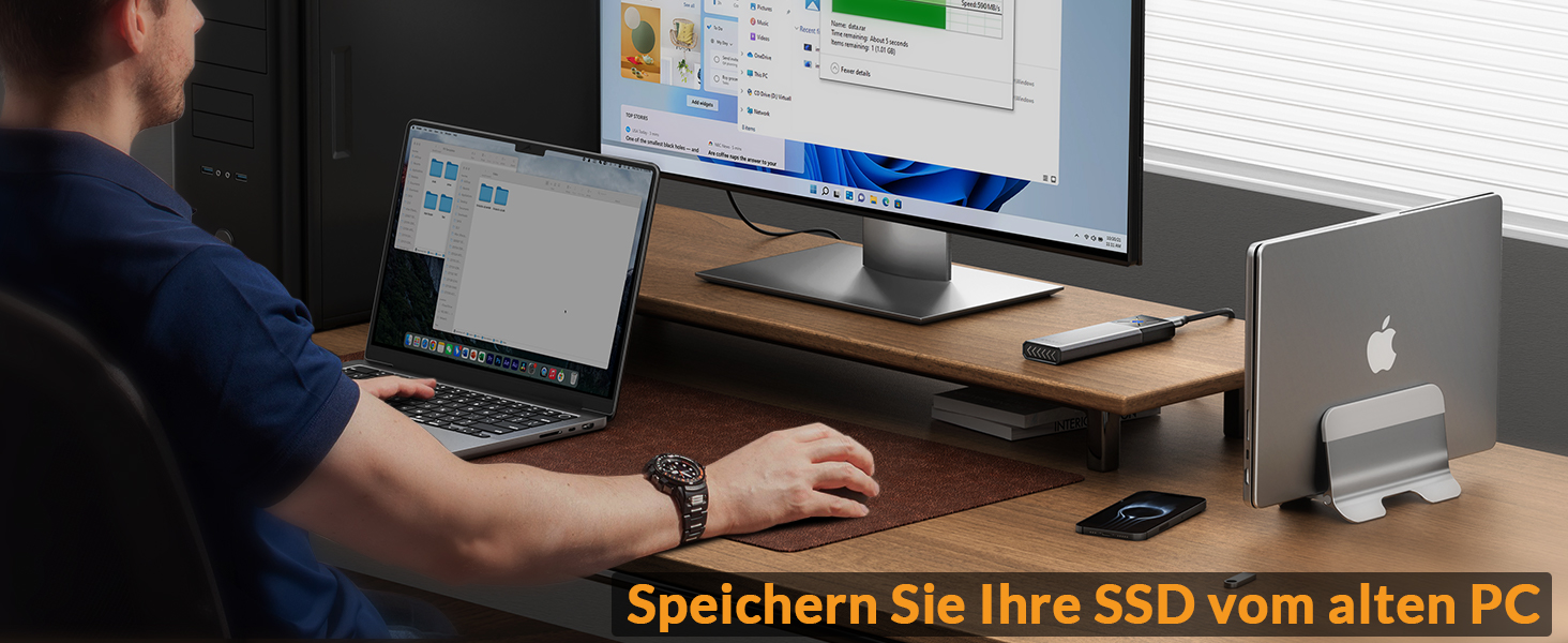 Зовнішній корпус-адаптер iDsonix M.2 NVMe та SATA SSD на USB 3.2 Gen 2 10Gbps, алюмінієвий, без інструментів, підтримка M-Key/B+M Key (2230/2242/2260/2280), сірий