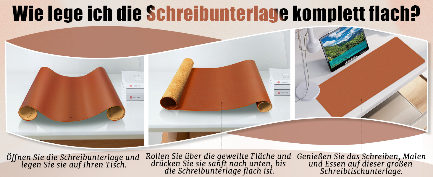 Підкладка на стіл шкіряна велика двостороння водонепроникна Robbenbraun 120x60 см для письма та малювання коричнева