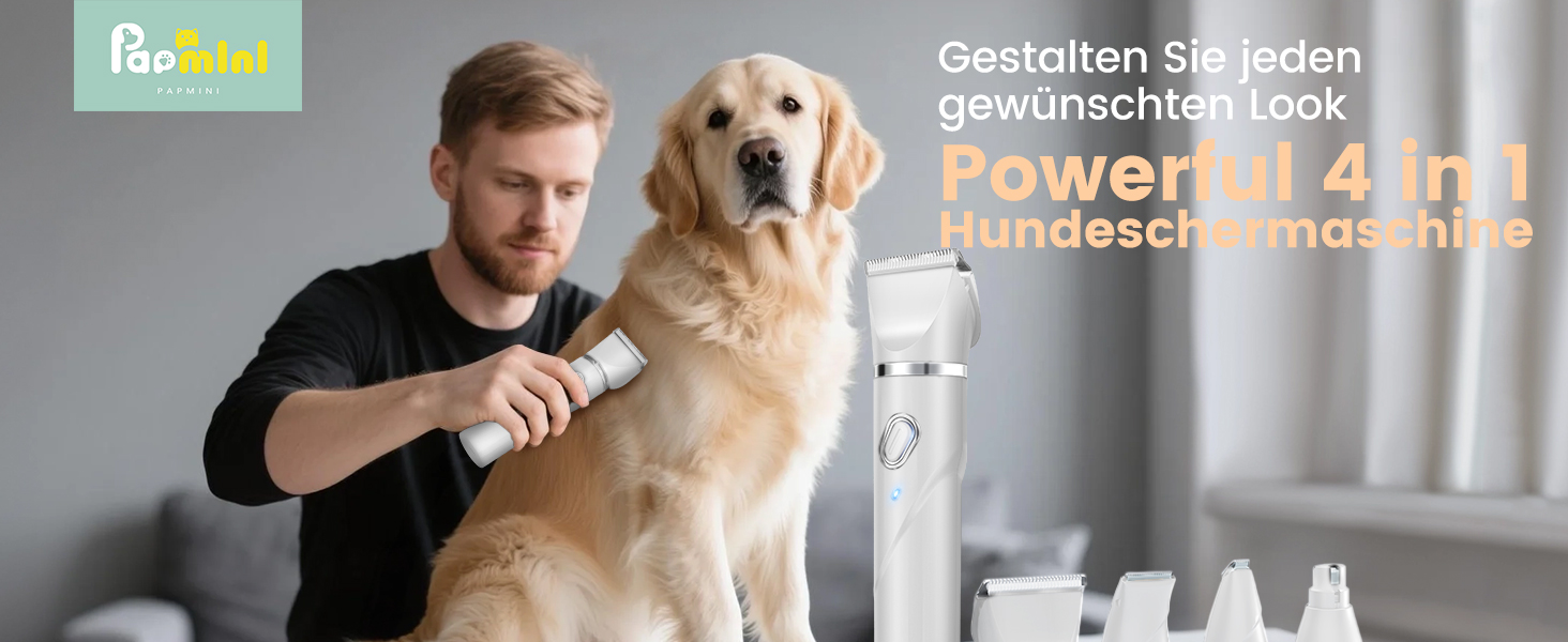 Набір 4 в 1 для стрижки собак: стрижка, триммінг, шліфування кігтів. Підходить для собак та котів. Безшумна модель для грумінгу.