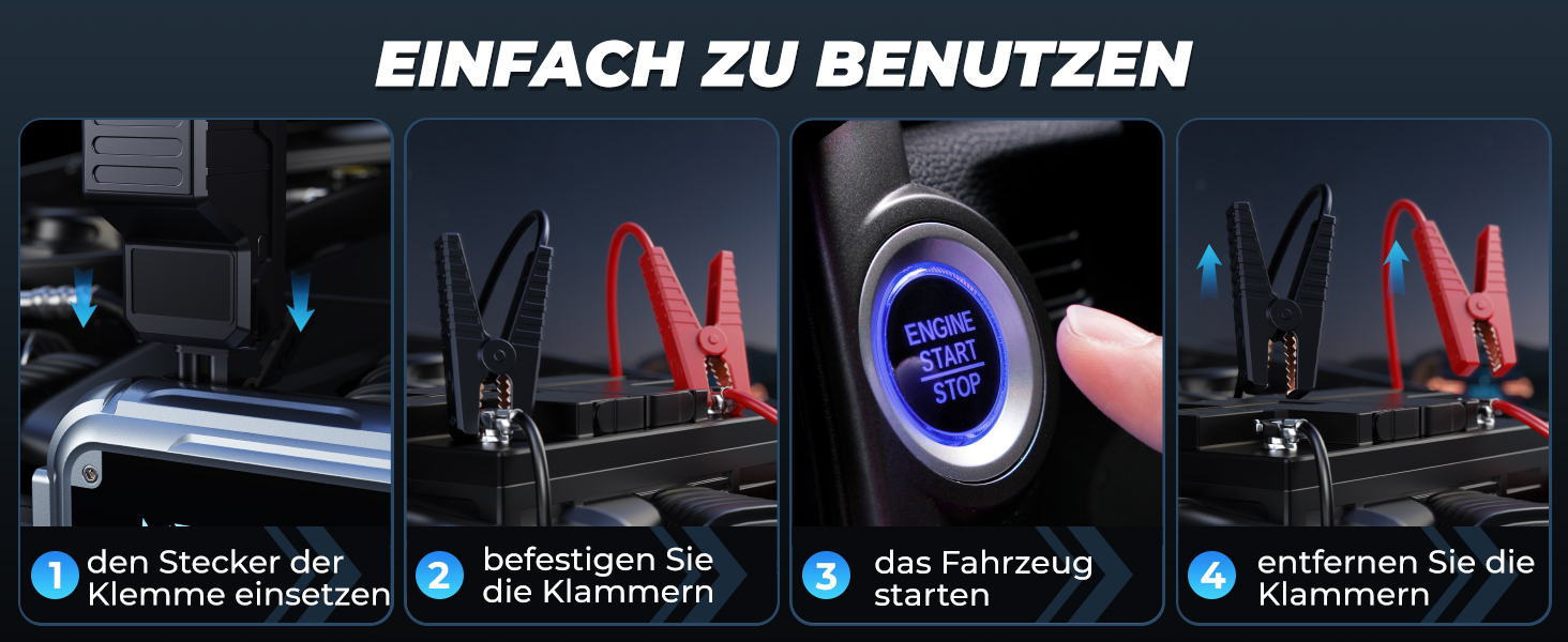 Портативний пусковий блок Starthilfe Powerbank 6000A з USB, LCD, ліхтариком, 12V для бензинових та дизельних двигунів