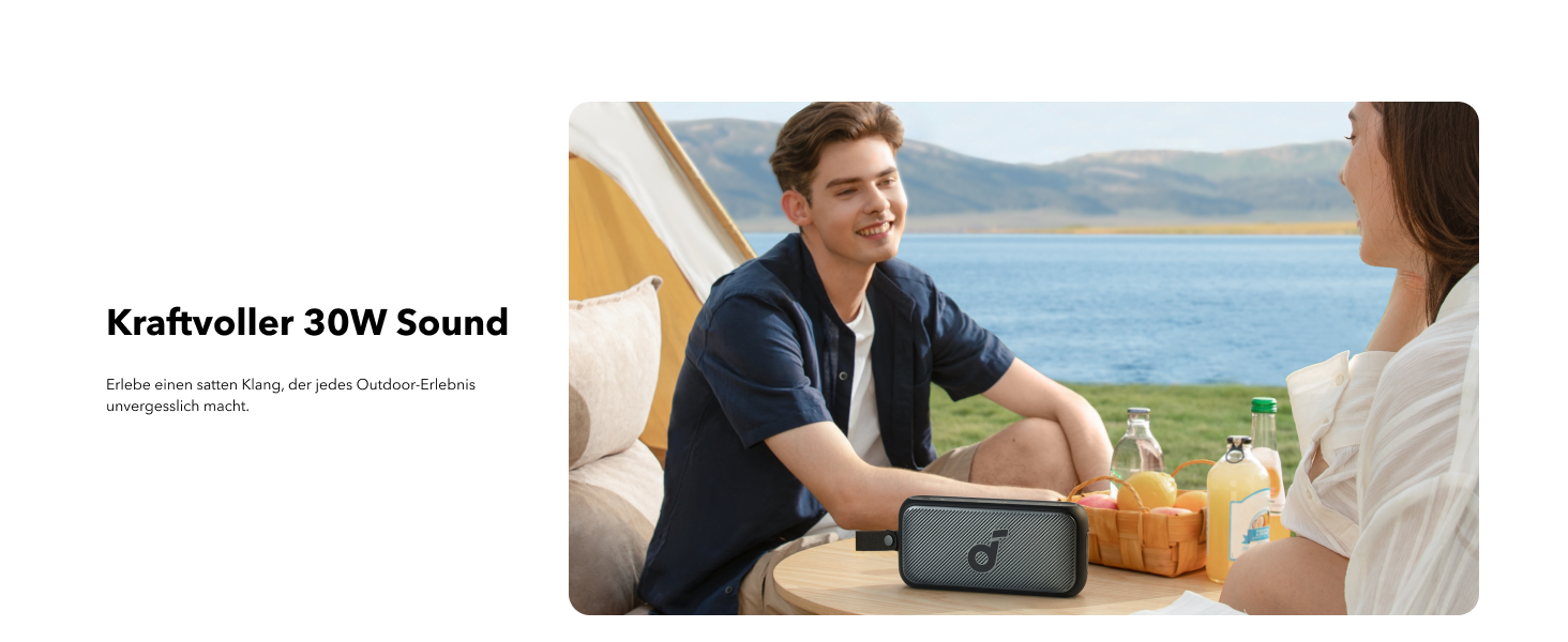 Soundcore Motion 300 - Бездроковий портативний Bluetooth-динамік з BassUp, SmartTune, 30W, 13h, IPX7, для дому, саду, кемпінгу та подорожей, Чорний