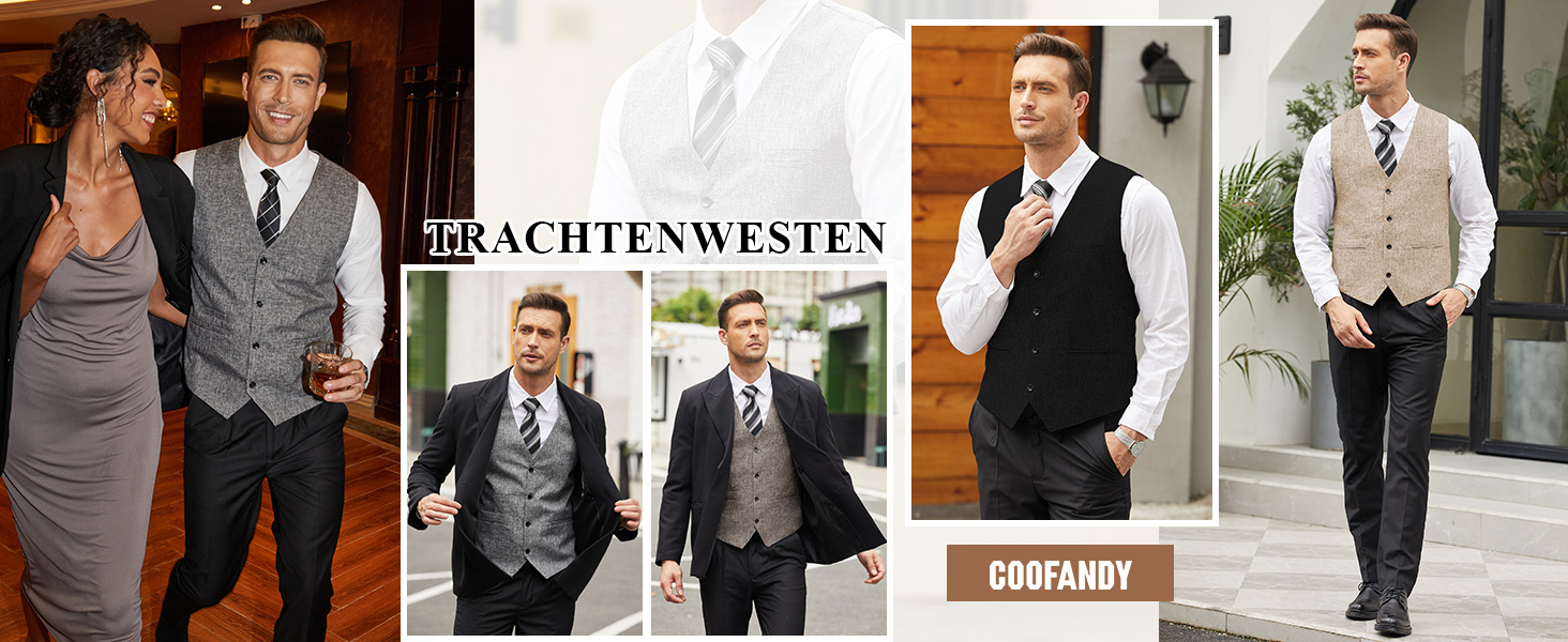 Жилет чоловічий COOFANDY, коричневий, для вечірок, ділових зустрічей та святкування, модель V-подібного вирізу