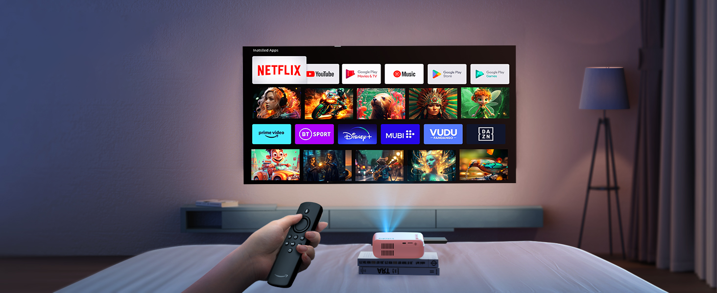 Портативний проєктор KSBABY Outdoor LED, міні проєктор для перегляду фільмів на вулиці, сумісний з HDMI, USB, ноутбуком, TV Stick, iOS та Android. Рожевий.