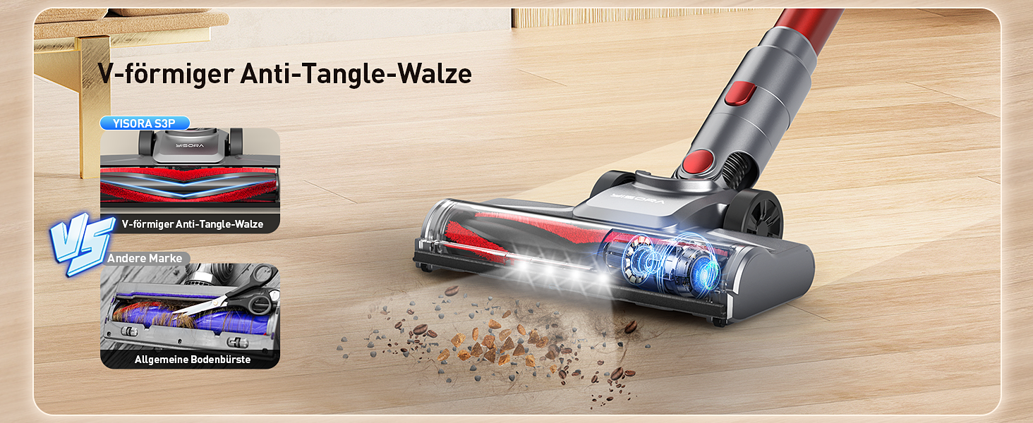 Бездротовий пилосос 40000Pa з акумулятором, 55 хв роботи, сенсорний екран та щітка Anti-Tangle, для твердих поверхонь, килимів, шерсті тварин