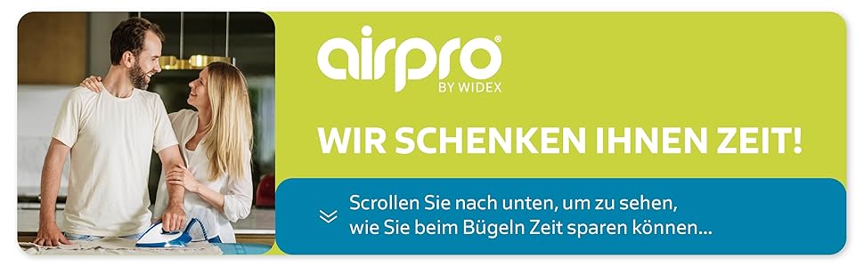 Покриття для прасувальної дошки Airpro від Widex, розмір L, універсальне, 120x42 см, для парових прасок, виготовлено в Європі, колір антрацит