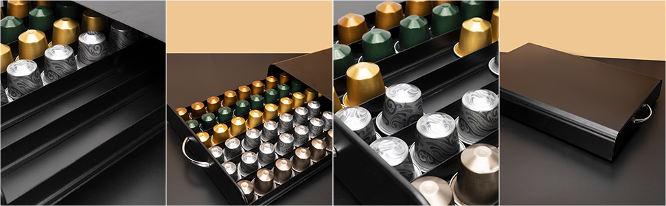 Тримач для капсул Nespresso SYSYLY, органайзер на 60 капсул, металевий, чорний