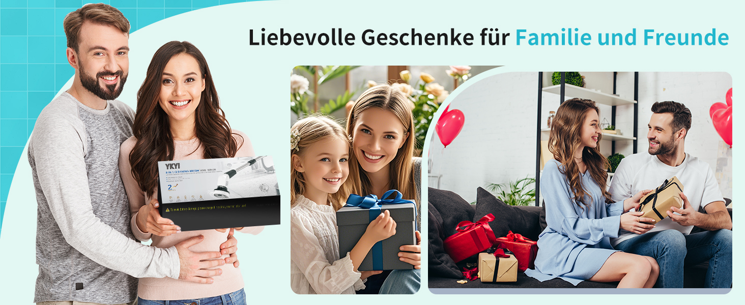 Електрична щітка для прибирання YKYI, Spin Scrubber з 8 насадок, водонепроникна IPX7, для ванної, підлоги, кухні, білий (сірий)