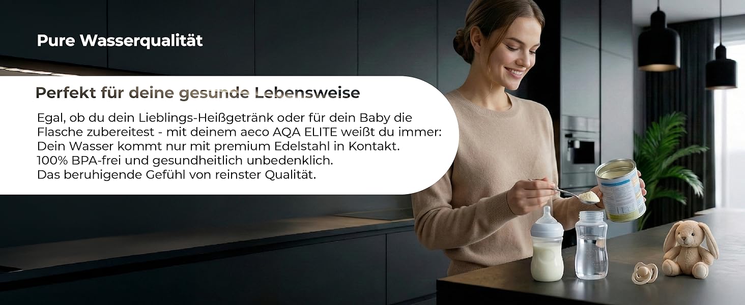 Електричний чайник Aeco AQA NEO з нержавіючої сталі, 1.7 л, 2150 Вт, без BPA, фільтр від накипу, бездротовий, CoolTouch, шампань срібло (Aqa Elite (чорний матовий))