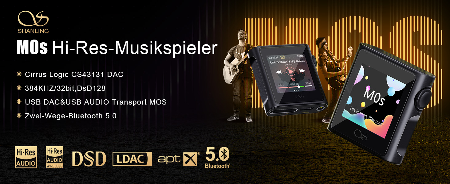 Shanling M0s: MP3-плеєр DAC Hi-Fi, портативний аудіопрогравач з підтримкою SD до 2TB, Bluetooth 5.0, 3.5mm/Type-C