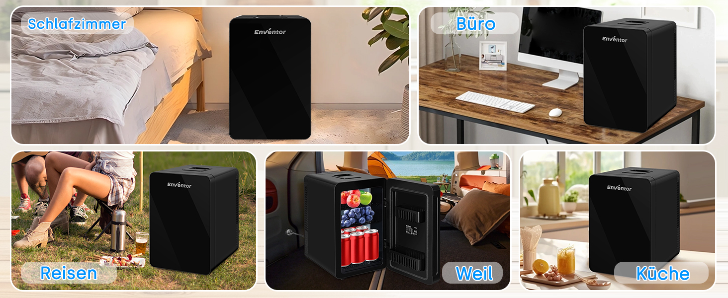 Міні-холодильник Enventor 15 літрів: для косметики, ігор, авто. Нагрів/Охолодження, тихий, портативний, чорний
