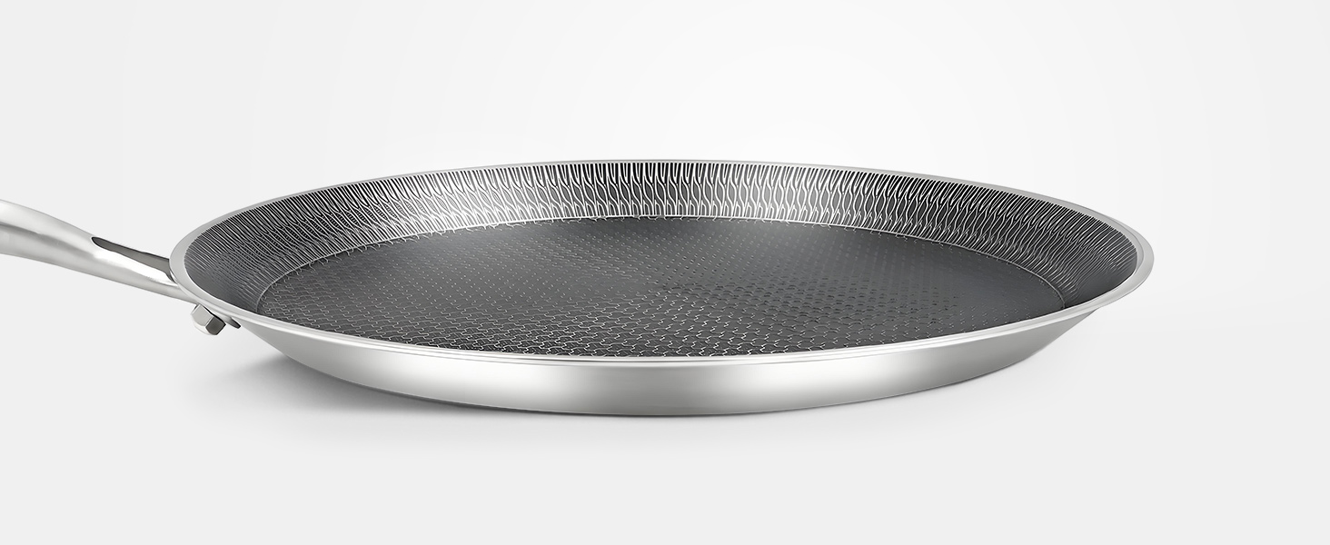 Сковорода для млинців з нержавіючої сталі 26 см з антипригарним покриттям, індукційна сумісність