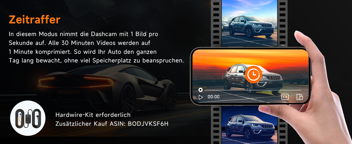 Автомобільний відеореєстратор E-YEEGER 2.5K 1440P з WiFi, IPS екраном 1.47