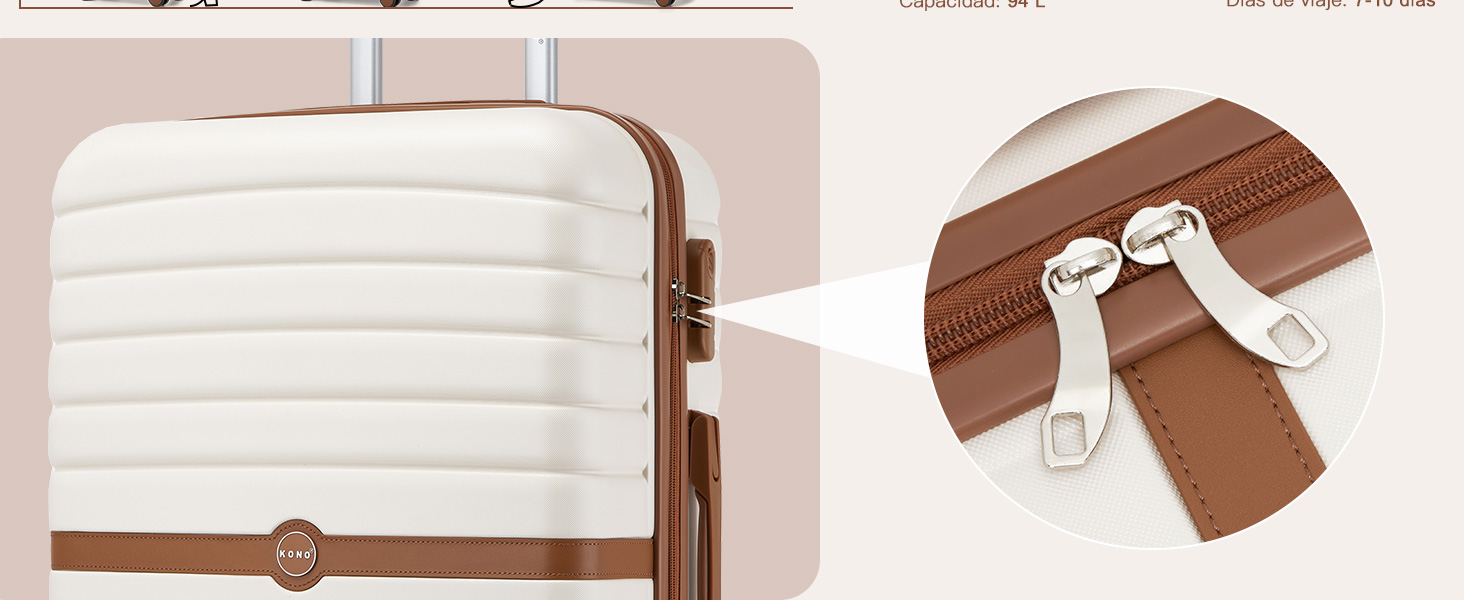 Чемодан KONO: середній, ABS+PC, з коліщатами та кодовим замком (66 см)