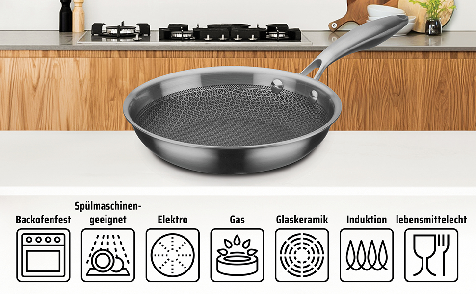 Сковорода Bratpfanne Inoxxa Black ⌀28 см з антипригарним покриттям та стільниковою структурою