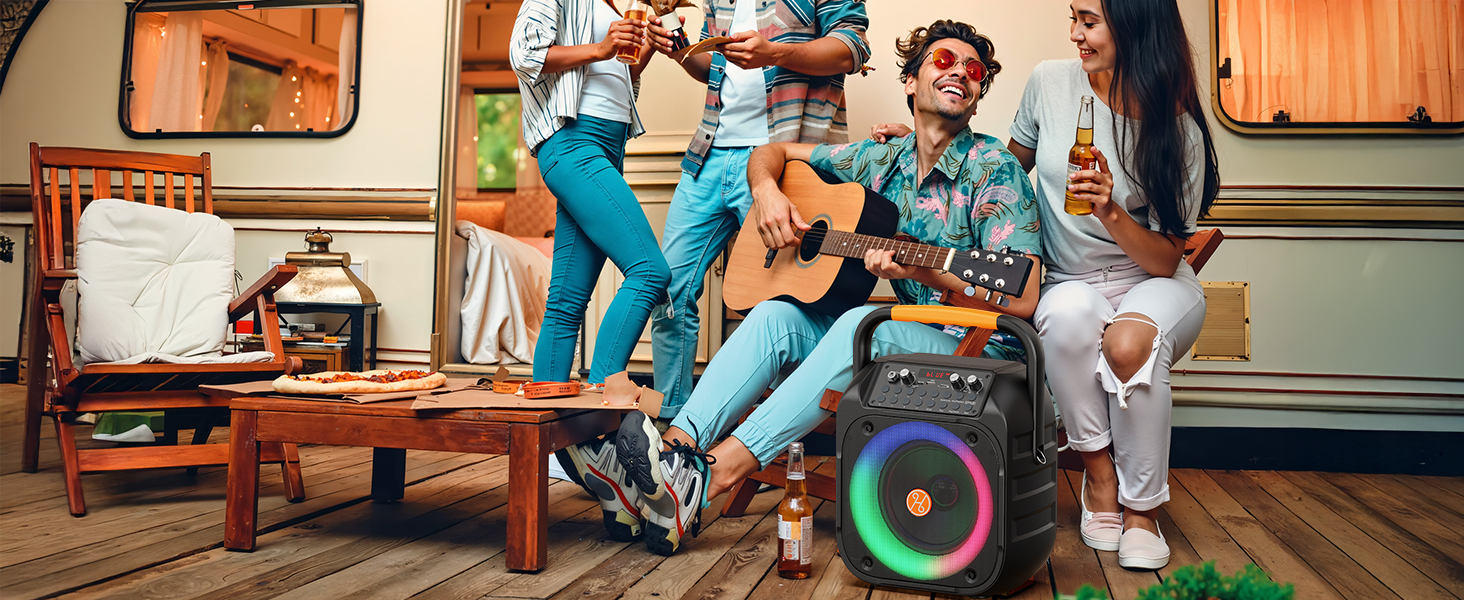 Портативна караоке-машина з Bluetooth, 2 мікрофони, LED-підсвітка, сабвуфер 6.5'