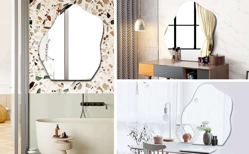 Круглий дзеркало на стіну без рами 40 см, HD скло, сучасний дизайн, самоклеючий, для ванної, вітальні, спальні, коридору